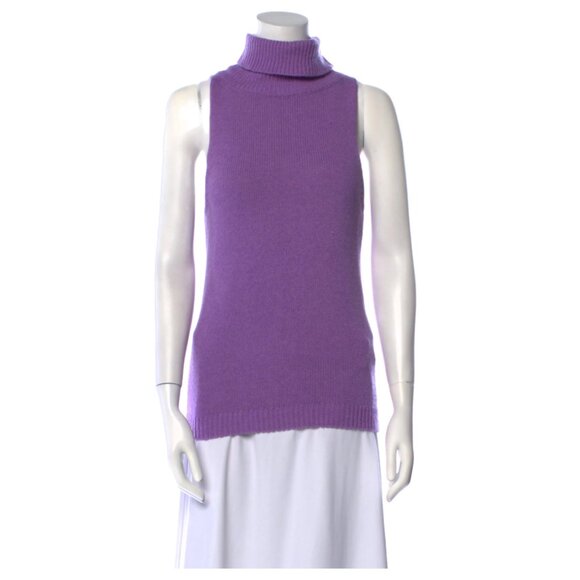 GIMAGUAS Purple Knit Sleeveless Turtleneck Sweater - Picture 1 of 9
